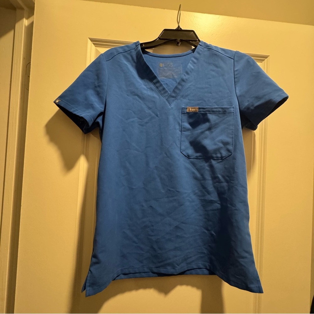 Figs Catarina One Pocket Scrub Top in Royal Blue